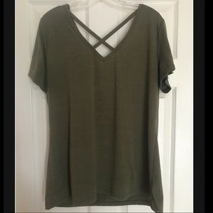 Criss cross olive green top
